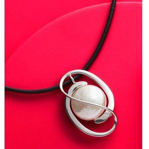 Majorica Sterling Silver Rhodium Plated Necklace and Earrings (SET)